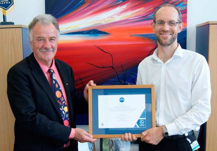 Kapiti Coast District Council CEMARS certification - Jake Roos with Mayor Ross Church